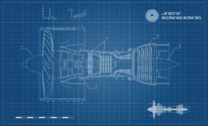 A jet engine diagram